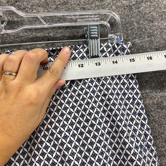 5/$45 H&M Pants Women 8 Blue Geometric Mid Rise Flat Front Chino Skinny  Cotton - Picture 5 of 10